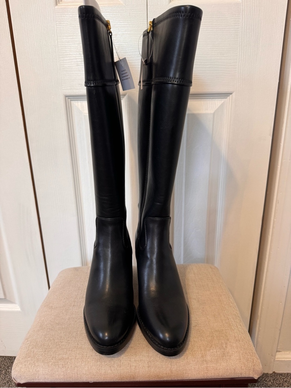 Franco Sparto Women Black Wide Calf Knee High Faux Leather Block Heel Boot Sz 7W - Picture 4 of 16